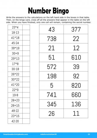 Number Bingo in Adults Activities 93