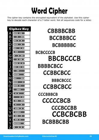 Word Cipher #29 in Kids Activities 93