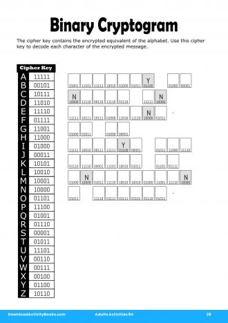 Binary Cryptogram #28 in Adults Activities 94