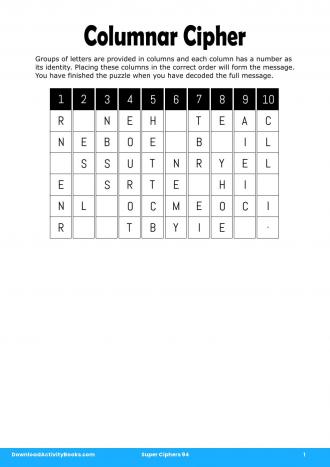 Columnar Cipher #1 in Super Ciphers 94