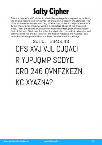 Salty Cipher #20 in Super Ciphers 94