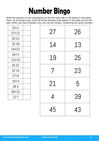 Number Bingo #12 in Teens Activities 96