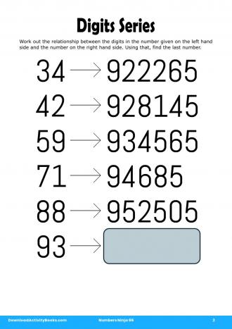 Digits Series #2 in Numbers Ninja 96