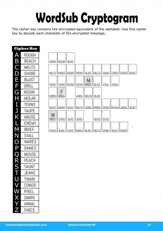 WordSub Cryptogram #24 in Adults Activities 98