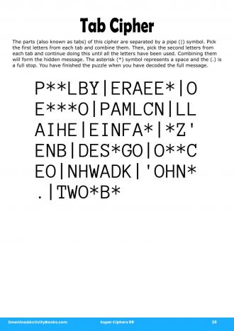 Tab Cipher #28 in Super Ciphers 98