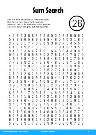 Sum Search #11 in Numbers Ninja 99