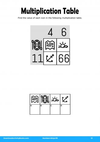 Multiplication Table #12 in Numbers Ninja 99