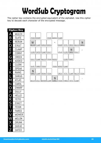 WordSub Cryptogram #26 in Adults Activities 100