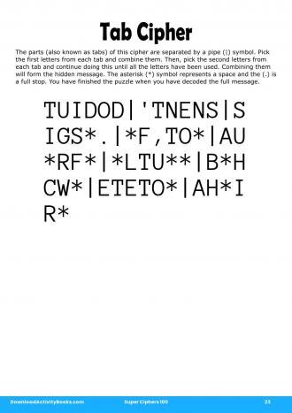 Tab Cipher in Super Ciphers 100