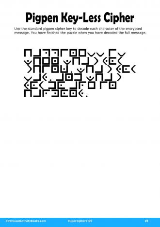 Pigpen Cipher #28 in Super Ciphers 100