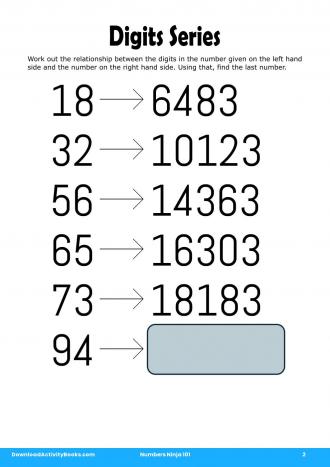 Digits Series in Numbers Ninja 101