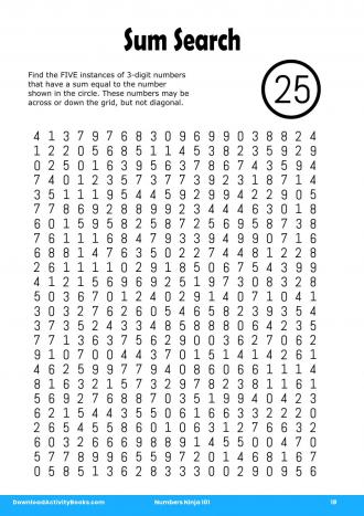 Sum Search #18 in Numbers Ninja 101