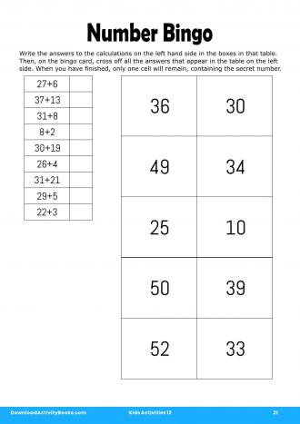 Number Bingo in Kids Activities 13