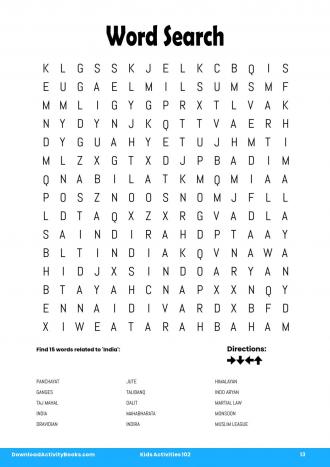 Word Search in Kids Activities 102