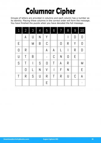 Columnar Cipher #19 in Super Ciphers 102