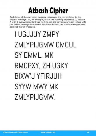 Atbash Cipher #29 in Super Ciphers 102