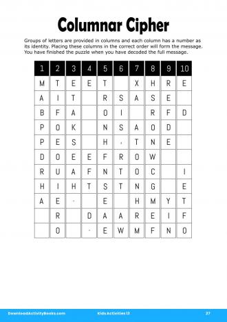 Columnar Cipher #27 in Kids Activities 13