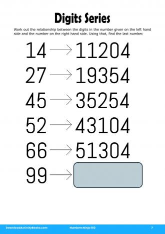 Digits Series in Numbers Ninja 102