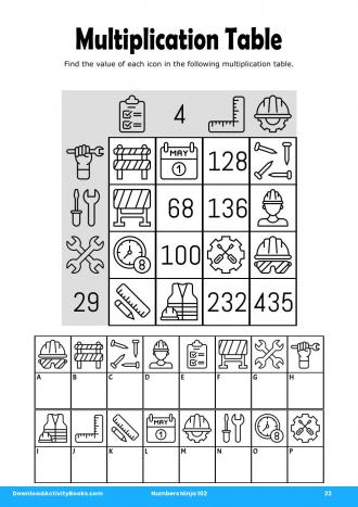 Multiplication Table in Numbers Ninja 102