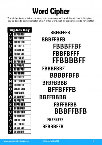 Word Cipher #13 in Kids Activities 103