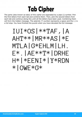 Tab Cipher #20 in Super Ciphers 103