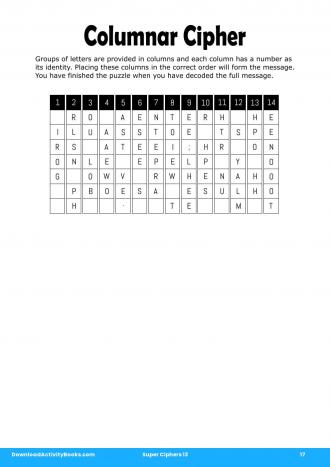 Columnar Cipher #17 in Super Ciphers 13