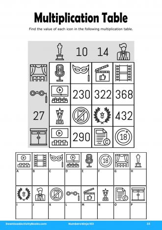 Multiplication Table #23 in Numbers Ninja 103