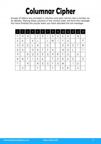 Columnar Cipher #5 in Super Ciphers 104