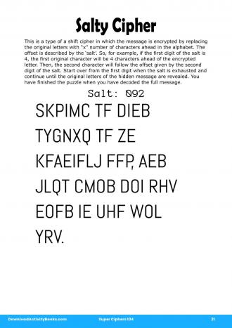 Salty Cipher #21 in Super Ciphers 104