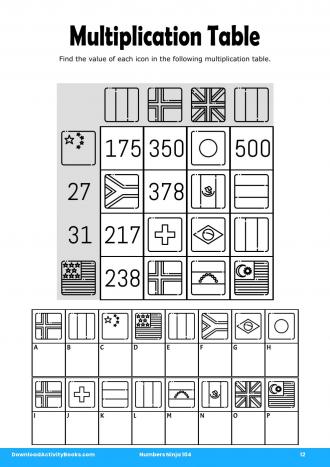 Multiplication Table #12 in Numbers Ninja 104