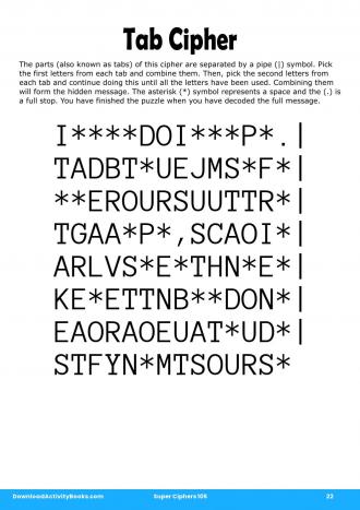 Tab Cipher #22 in Super Ciphers 105