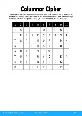 Columnar Cipher #24 in Super Ciphers 105