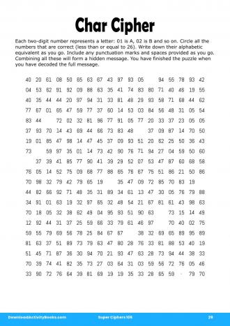 Char Cipher #29 in Super Ciphers 105