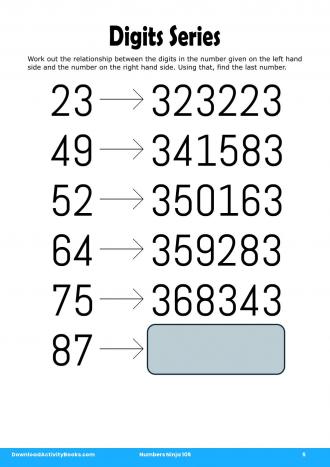 Digits Series in Numbers Ninja 105