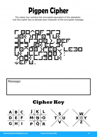 Pigpen Cipher in Teens Activities 106