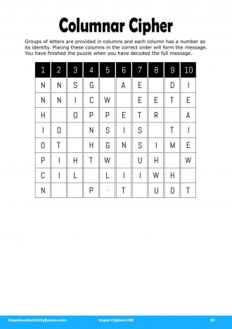 Columnar Cipher #26 in Super Ciphers 106