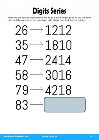 Digits Series in Numbers Ninja 106