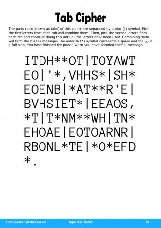 Tab Cipher in Super Ciphers 107