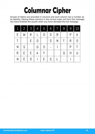 Columnar Cipher #29 in Super Ciphers 107