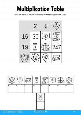 Multiplication Table #10 in Numbers Ninja 107