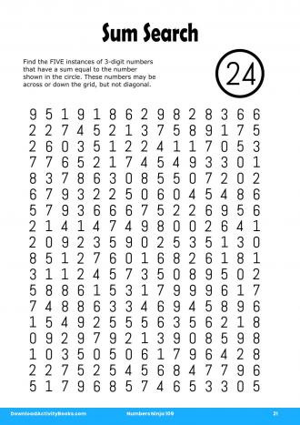 Sum Search #21 in Numbers Ninja 109