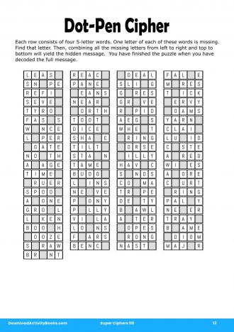 Dot-Pen Cipher #13 in Super Ciphers 110