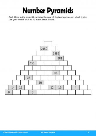 Number Pyramids #11 in Numbers Ninja 110