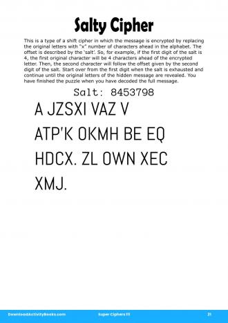 Salty Cipher #21 in Super Ciphers 111