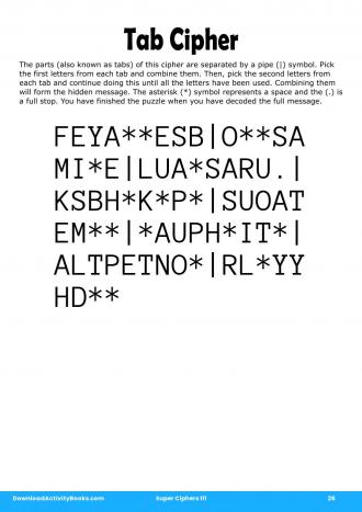 Tab Cipher #26 in Super Ciphers 111