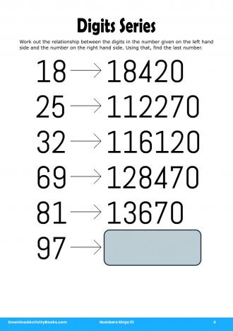 Digits Series in Numbers Ninja 111
