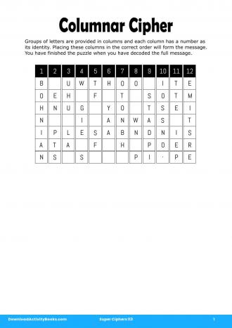 Columnar Cipher #1 in Super Ciphers 113