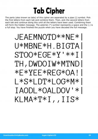 Tab Cipher in Super Ciphers 113
