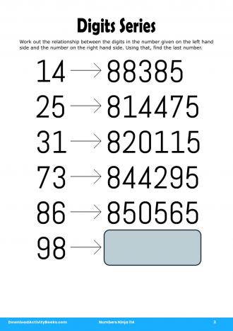 Digits Series in Numbers Ninja 114