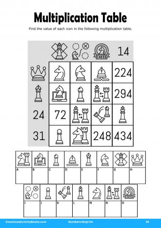 Multiplication Table #30 in Numbers Ninja 114